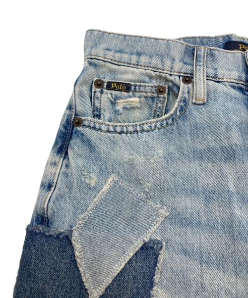 POLO RALPH LAUREN（ポロ・ラルフローレン）POLO RALPH LAUREN (ポロ・ラルフローレン) パッチワーク フレア デニムパンツ インディゴ サイズ:25の古着・服飾アイテム