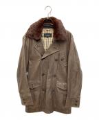 BURBERRY BLACK LABELバーバリーブラックレーベル）の古着「ラビットファーラムレザーコート」｜ブラウン