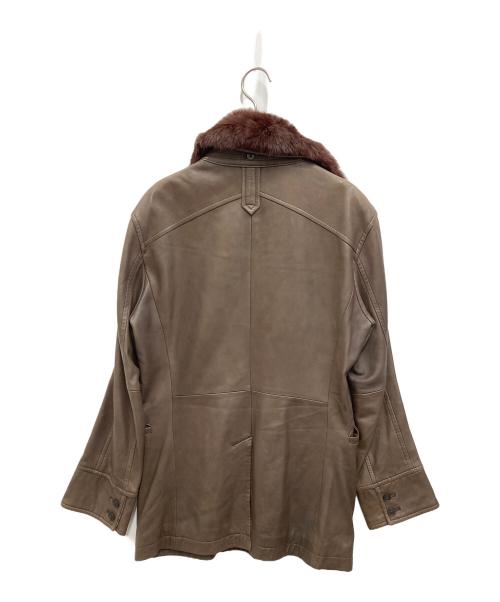 BURBERRY BLACK LABEL（バーバリーブラックレーベル）BURBERRY BLACK LABEL (バーバリーブラックレーベル) ラビットファーラムレザーコート ブラウン サイズ:Ｍの古着・服飾アイテム