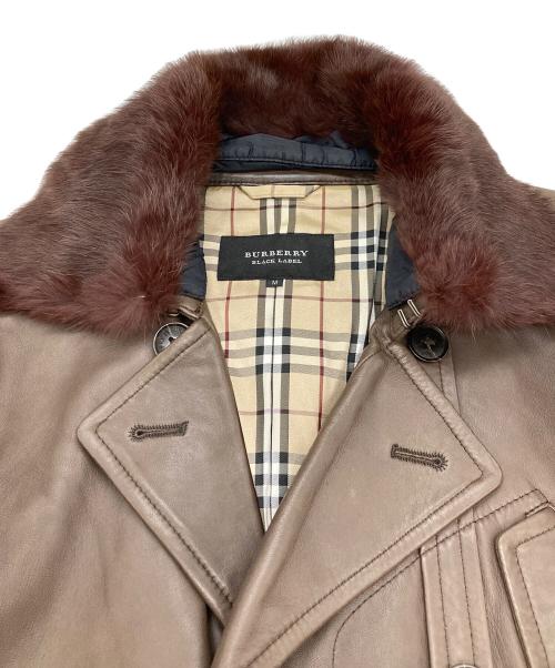 BURBERRY BLACK LABEL（バーバリーブラックレーベル）BURBERRY BLACK LABEL (バーバリーブラックレーベル) ラビットファーラムレザーコート ブラウン サイズ:Ｍの古着・服飾アイテム