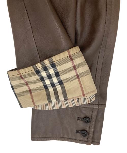 BURBERRY BLACK LABEL（バーバリーブラックレーベル）BURBERRY BLACK LABEL (バーバリーブラックレーベル) ラビットファーラムレザーコート ブラウン サイズ:Ｍの古着・服飾アイテム