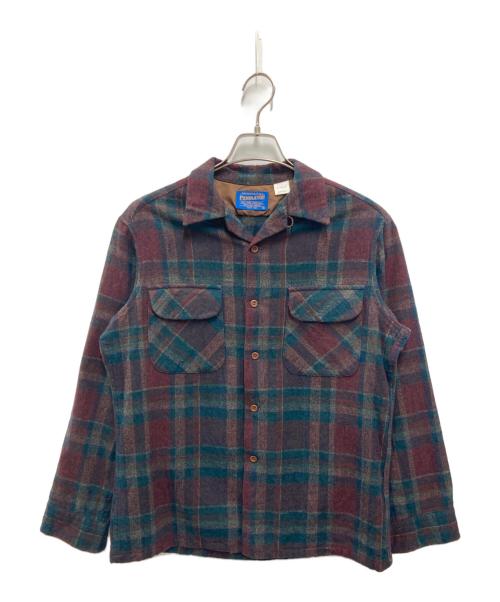PENDLETON（ペンドルトン）PENDLETON (ペンドルトン) オープンカラーボードシャツ グリーン×レッド サイズ:Mの古着・服飾アイテム