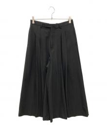 LAD MUSICIAN（ラッドミュージシャン）の古着「WOOL GABARDINE 2TUCK CROPPED WIDE SLACKS」｜ブラック