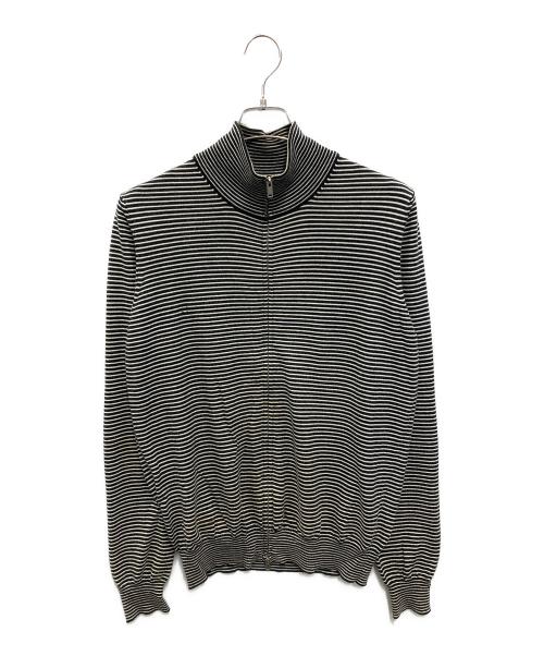 Maison Margiela 10（メゾンマルジェラ 10）Maison Margiela 10 (メゾンマルジェラ 10) エルボーパッチ ボーダードライバーズニット ホワイト×ブラック サイズ:Mの古着・服飾アイテム