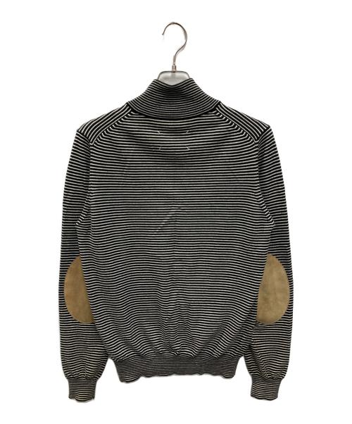 Maison Margiela 10（メゾンマルジェラ 10）Maison Margiela 10 (メゾンマルジェラ 10) エルボーパッチ ボーダードライバーズニット ホワイト×ブラック サイズ:Mの古着・服飾アイテム