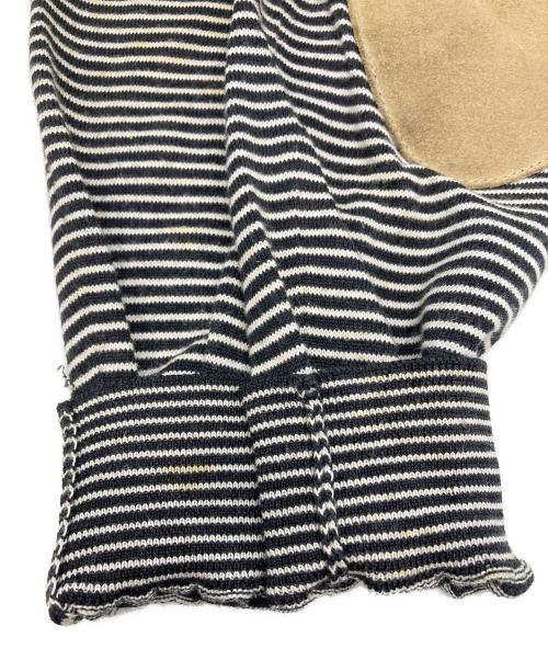 Maison Margiela 10（メゾンマルジェラ 10）Maison Margiela 10 (メゾンマルジェラ 10) エルボーパッチ ボーダードライバーズニット ホワイト×ブラック サイズ:Mの古着・服飾アイテム