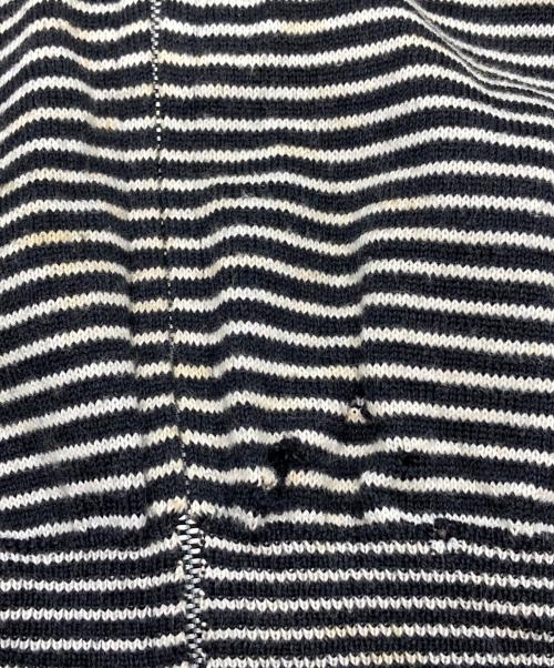 Maison Margiela 10（メゾンマルジェラ 10）Maison Margiela 10 (メゾンマルジェラ 10) エルボーパッチ ボーダードライバーズニット ホワイト×ブラック サイズ:Mの古着・服飾アイテム