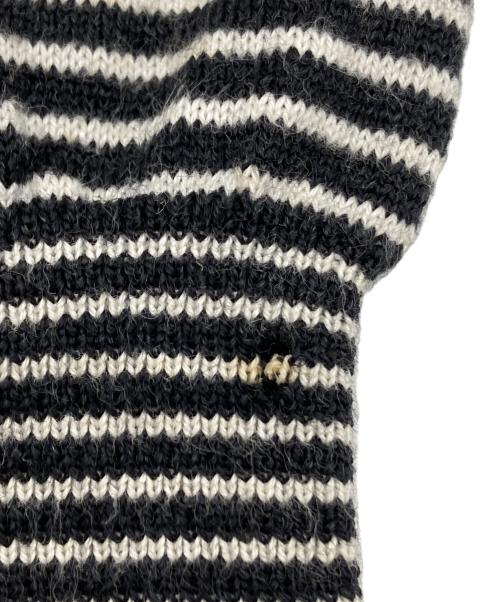 Maison Margiela 10（メゾンマルジェラ 10）Maison Margiela 10 (メゾンマルジェラ 10) エルボーパッチ ボーダードライバーズニット ホワイト×ブラック サイズ:Mの古着・服飾アイテム