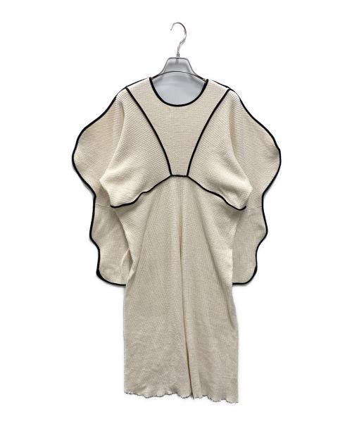 HOUGA（ホウガ）HOUGA (ホウガ) サーマル スリット ワンピース ホワイト サイズ:記載無しの古着・服飾アイテム