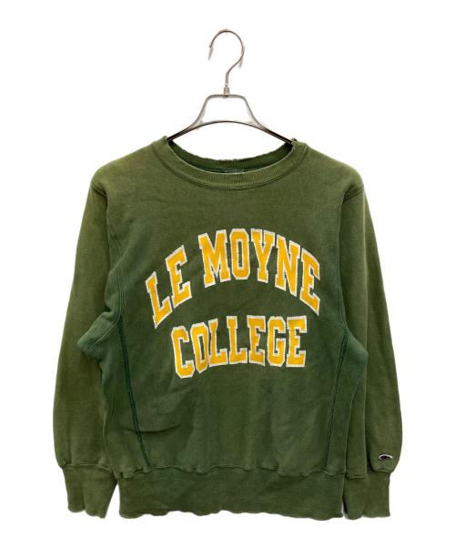 Champion REVERSE WEAVE（チャンピオン リバース ウィーブ）Champion REVERSE WEAVE (チャンピオン リバース ウィーブ) 2段 カレッジ ラバープリント スウェット グリーン サイズ:Mの古着・服飾アイテム