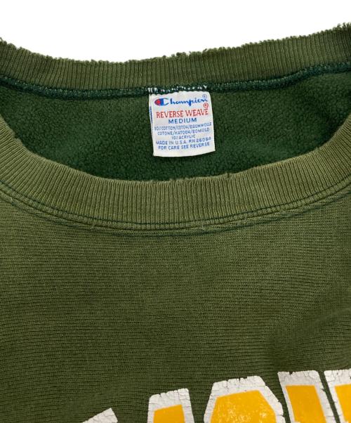 Champion REVERSE WEAVE（チャンピオン リバース ウィーブ）Champion REVERSE WEAVE (チャンピオン リバース ウィーブ) 2段 カレッジ ラバープリント スウェット グリーン サイズ:Mの古着・服飾アイテム