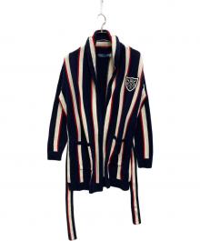 POLO RALPH LAUREN（ポロ・ラルフローレン）の古着「ストライプロングカーディガン」｜ネイビー×ホワイト