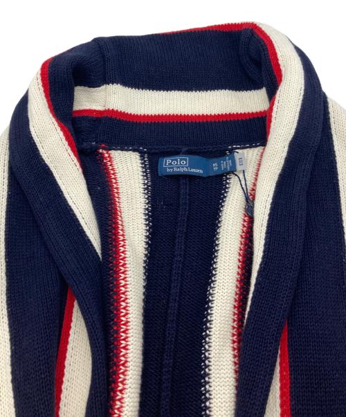 POLO RALPH LAUREN（ポロ・ラルフローレン）POLO RALPH LAUREN (ポロ・ラルフローレン) ストライプロングカーディガン ネイビー×ホワイト サイズ:XS 未使用品の古着・服飾アイテム