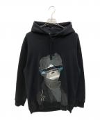 VALENTINO×UNDERCOVERヴァレンティノ×アンダーカバー）の古着「UFO Face print hoodie」｜ブラック
