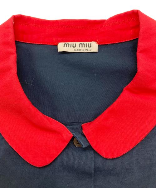 MIU MIU（ミュウミュウ）MIU MIU (ミュウミュウ) 丸襟シャツ ネイビー サイズ:40の古着・服飾アイテム