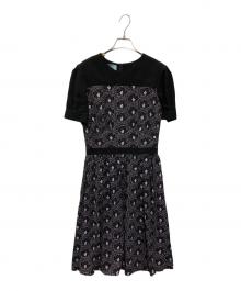 PRADA（プラダ）の古着「花柄ワンピース」｜ブラック