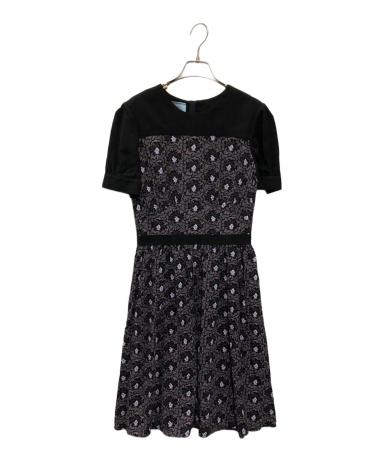 中古・古着通販】PRADA (プラダ) 花柄ワンピース ブラック サイズ:40