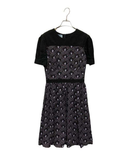 PRADA（プラダ）PRADA (プラダ) 花柄ワンピース ブラック サイズ:40の古着・服飾アイテム