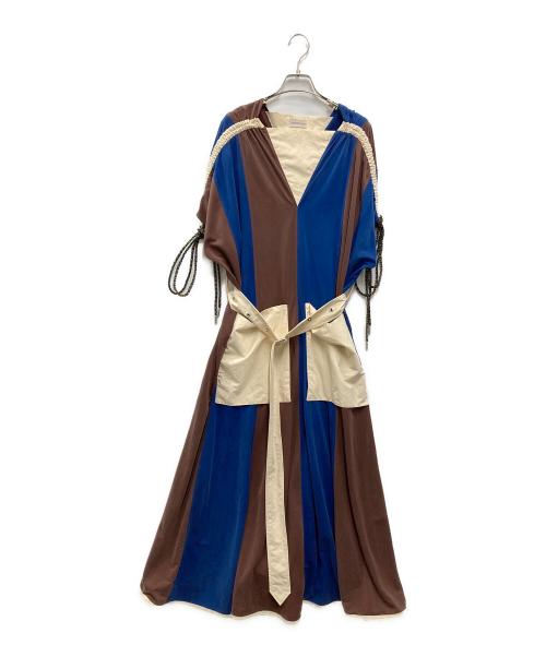 MONCLER GENIUS（モンクレール ジーニアス）MONCLER GENIUS (モンクレール ジーニアス) ストライプワンピース ブルー×ブラウン サイズ:2の古着・服飾アイテム