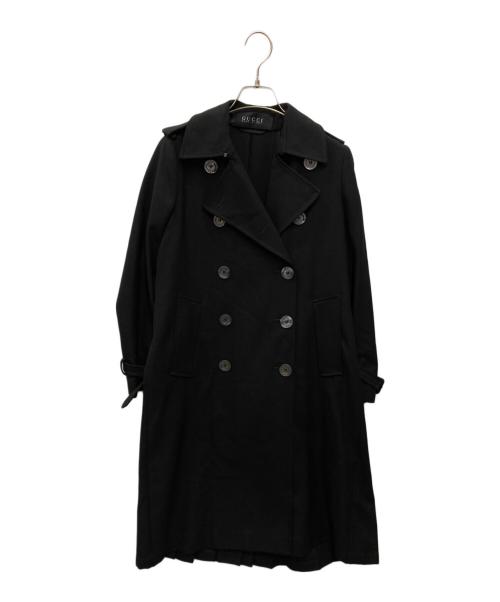 GUCCI（グッチ）GUCCI (グッチ) プリーツ トレンチコート ブラック サイズ:38の古着・服飾アイテム