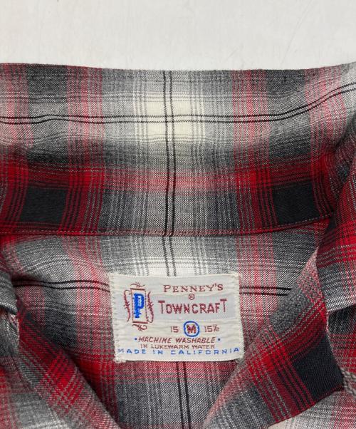 TOWN CRAFT（タウンクラフト）TOWN CRAFT (タウンクラフト) ヴィンテージレーヨンオンブレチェックシャツ グレー×レッド サイズ:Mの古着・服飾アイテム