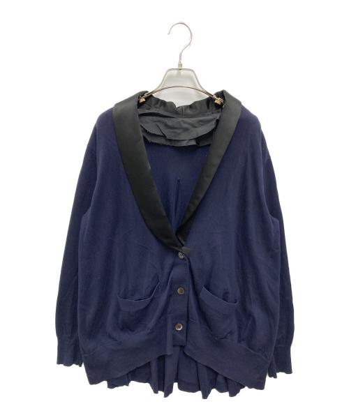 sacai（サカイ）sacai (サカイ) タキシードショールカラー バックフレアニットカーディガン ネイビー サイズ:1の古着・服飾アイテム