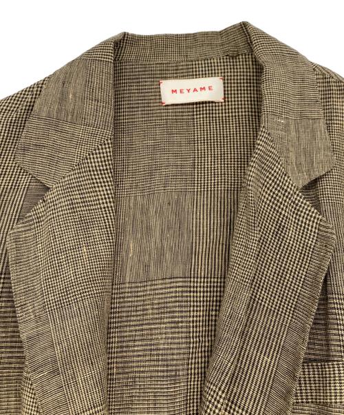 MEYAME（メヤメ）MEYAME (メヤメ) GLENCHECK LINEN JACKET カーキ サイズ:FREEの古着・服飾アイテム