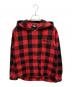 stussy（ステューシー）の古着「ロゴ刺繍チェックジップアップパーカー」｜ブラック×レッド