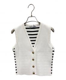 BORDRES at BALCONY（ボーダーズ アット バルコニー）の古着「RIB KNIT VEST」｜ホワイト×ブラック