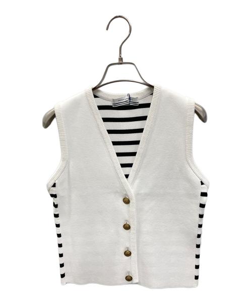 BORDRES at BALCONY（ボーダーズ アット バルコニー）BORDRES AT BALCONY (ボーダーズ アット バルコニー) RIB KNIT VEST ホワイト×ブラック サイズ:38 未使用品の古着・服飾アイテム
