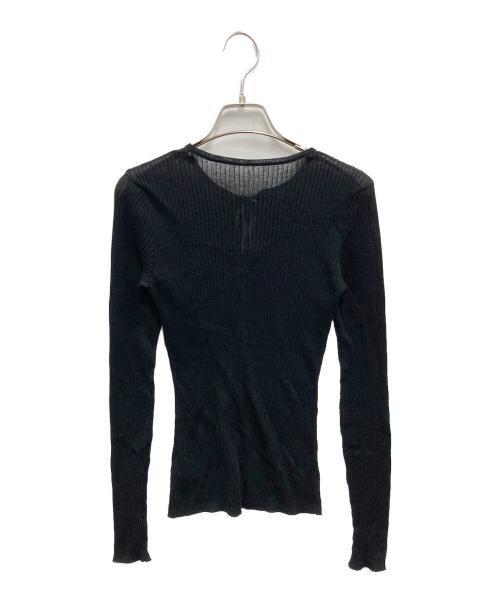 cygne（シーニュ）cygne (シーニュ) RIBON RIB TOPS ブラック サイズ:FREEの古着・服飾アイテム