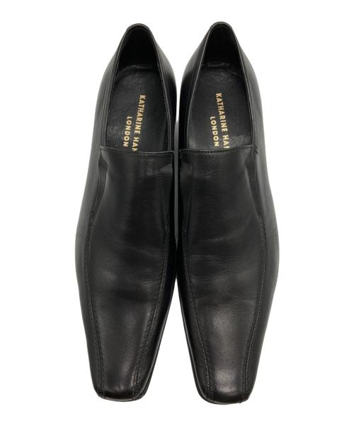 KATHARINE HAMNETT（キャサリンハムネット）KATHARINE HAMNETT (キャサリンハムネット) スワールトゥ スリッポン ブラック サイズ:25 1/2の古着・服飾アイテム
