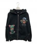 X-LARGEエクストララージ）の古着「PAINTING ZIP-UP HOODED SWEATSHIRT」｜ブラック