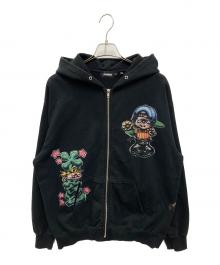 X-LARGE（エクストララージ）の古着「PAINTING ZIP-UP HOODED SWEATSHIRT」｜ブラック