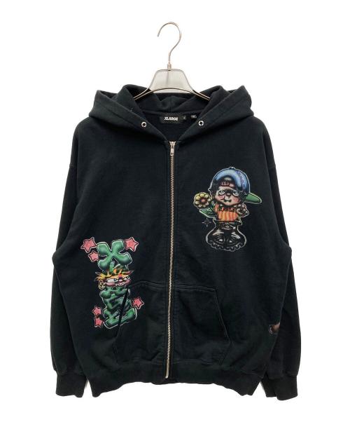 X-LARGE（エクストララージ）X-LARGE (エクストララージ) PAINTING ZIP-UP HOODED SWEATSHIRT ブラック サイズ:Lの古着・服飾アイテム