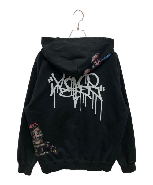 X-LARGE（エクストララージ）X-LARGE (エクストララージ) PAINTING ZIP-UP HOODED SWEATSHIRT ブラック サイズ:Lの古着・服飾アイテム