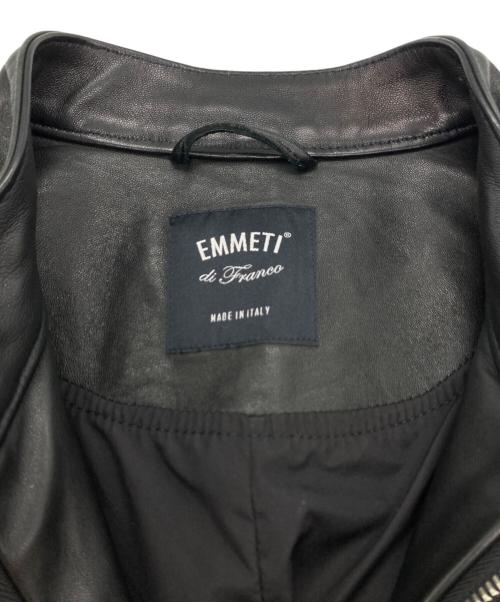 EMMETI（エンメティ）EMMETI (エンメティ) JURI  ラムレザーシングルライダースジャケット ブラック サイズ:44の古着・服飾アイテム