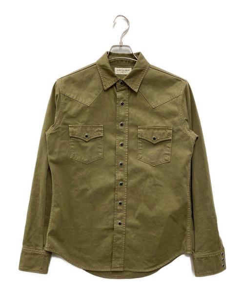 Saint Laurent Paris（サンローランパリ）Saint Laurent Paris (サンローランパリ) デニムウエスタンシャツ オリーブ サイズ:Sの古着・服飾アイテム