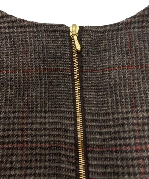 DRAWER（ドゥロワー）DRAWER (ドゥロワー) ウールグレンチェック ノースリーブワンピース ブラウン サイズ:38の古着・服飾アイテム