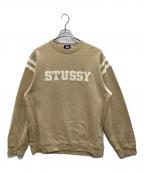 stussyステューシー）の古着「ワッペンロゴクルーネックスウェット」｜ベージュ