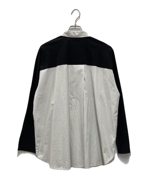 nagonstans（ナゴンスタンス）nagonstans (ナゴンスタンス) shirt×cut long-sleeves t-shirt ホワイト×ブラック サイズ:MEDIUMの古着・服飾アイテム