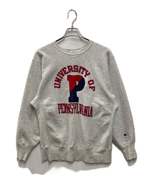 Champion REVERSE WEAVE（チャンピオン リバース ウィーブ）Champion REVERSE WEAVE (チャンピオン リバース ウィーブ) 3段プリントスウェット グレー サイズ:Lの古着・服飾アイテム
