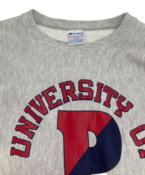 Champion REVERSE WEAVE（チャンピオン リバース ウィーブ）Champion REVERSE WEAVE (チャンピオン リバース ウィーブ) 3段プリントスウェット グレー サイズ:Lの古着・服飾アイテム