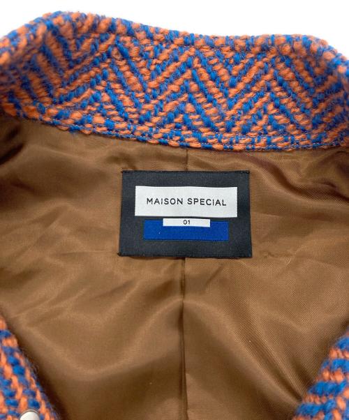 MAISON SPECIAL（メゾンスペシャル）MAISON SPECIAL (メゾンスペシャル) プライムオーバーヘリンボンモッズコート ブルー×オレンジ サイズ:1の古着・服飾アイテム