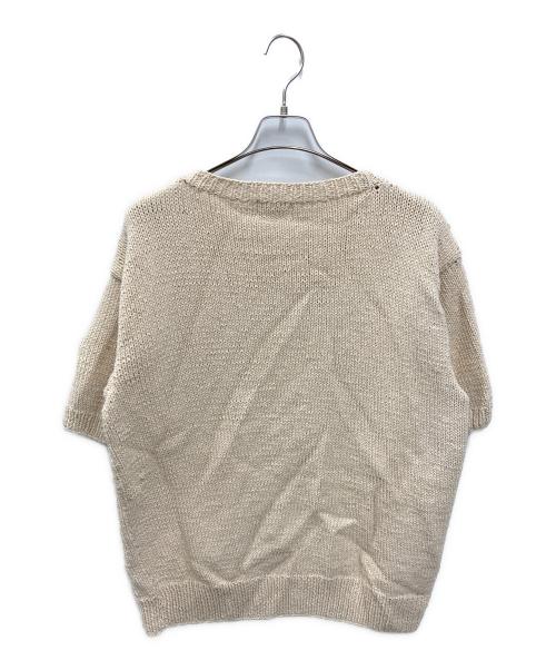 Mcmachan Woolen（マクマーンウーレン）Mcmachan Woolen (マクマーンウーレン) フラワー半袖ニット アイボリー サイズ:FREEの古着・服飾アイテム
