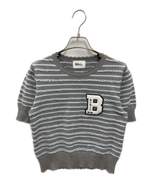 Bibiy.（ビビィ）Bibiy. (ビビィ) B. BORDER LOCK KNIT ブルー×グレー サイズ:FREEの古着・服飾アイテム