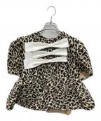 Bibiy.ビビィ）の古着「VERO PEPURAMU LEOPARD TOP」｜ブラック×ベージュ