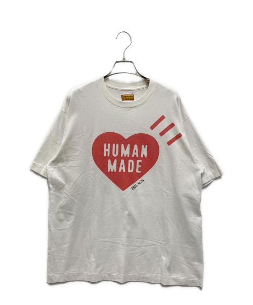 HUMAN MADE（ヒューマンメイド）HUMAN MADE (ヒューマンメイド) ハートプリントTシャツ ホワイト×レッド サイズ:XLの古着・服飾アイテム
