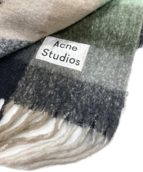 Acne studios（アクネ ストゥディオズ）ACNE STUDIOS (アクネ ストゥディオズ) ウールチェックマフラー グリーンの古着・服飾アイテム