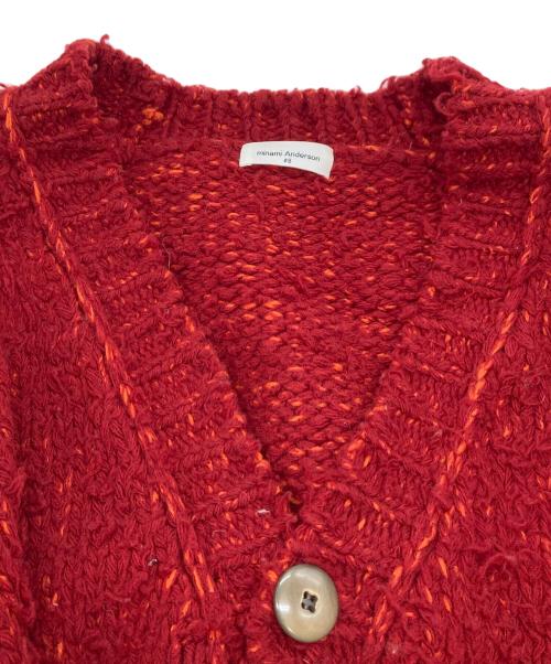 minami anderson（ミナミ アンダーソン）MINAMI ANDERSON (ミナミ アンダーソン) FRENCH MERINO ROOP SHAGGY CARDIGAN レッド サイズ:Mの古着・服飾アイテム